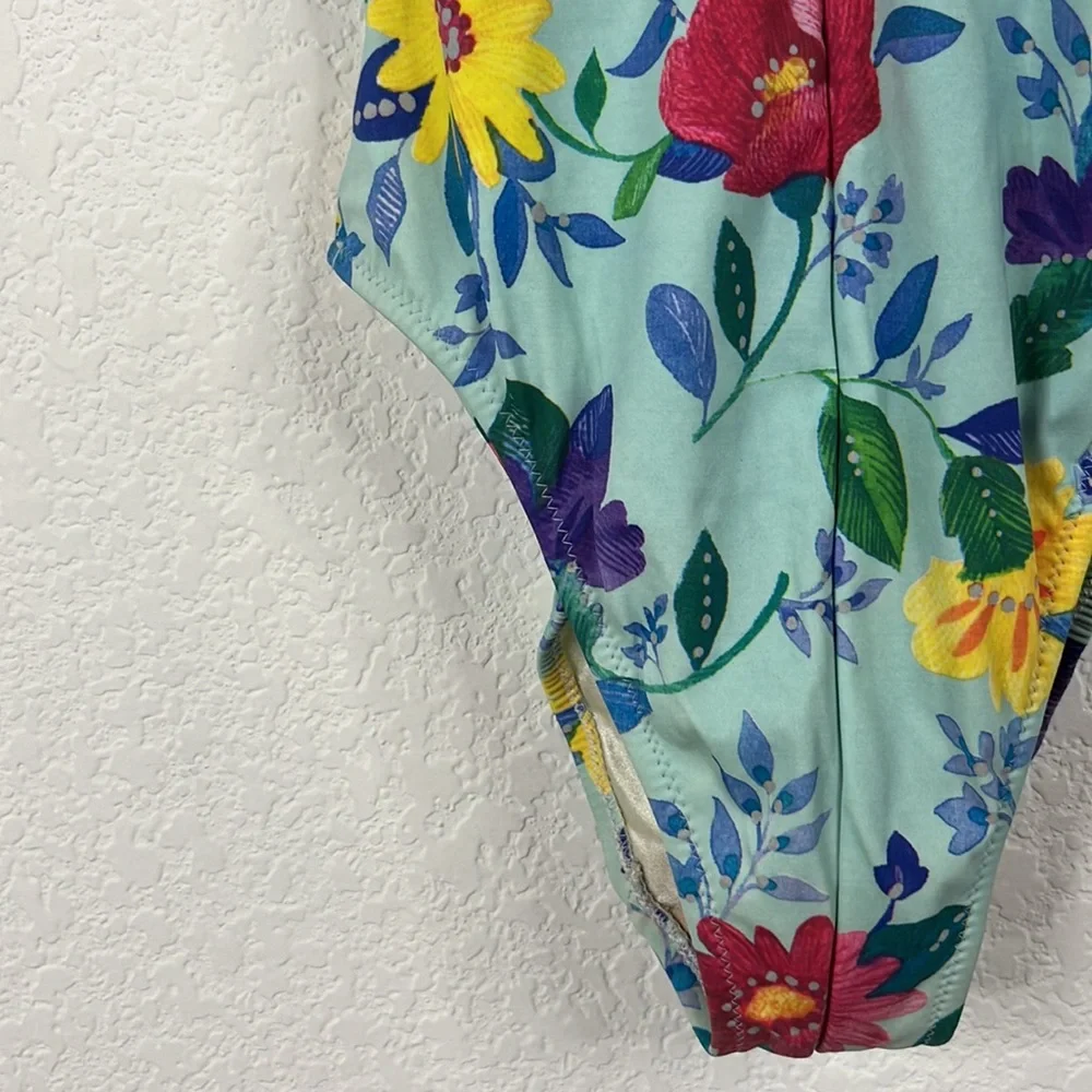 Gideon Oberson V Plunge Floral Swimsuit